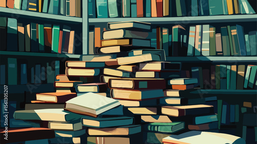 Stack of Books Pile Education Flat Vector Illustration