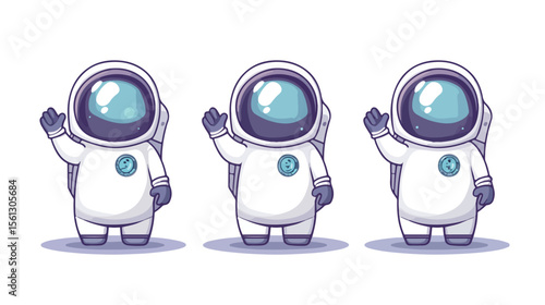 Astronaut Cartoon Character Holding Bottle of Milk Waving in Space
