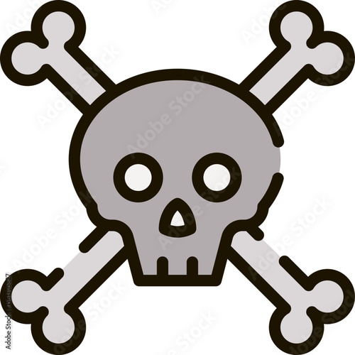 Skull and Crossbones Icon Danger, Poison, Warning Symbol