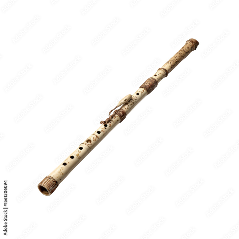 Fototapeta premium Ornate Japanese Shakuhachi Flute, Traditional Musical Instrument