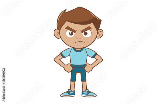 Child Anger: An illustration of an angry child, exuding frustration and displeasure, stands with arms akimbo.