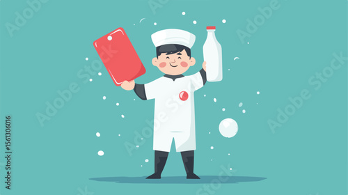Milk Bottle Referee Red Card Illustration