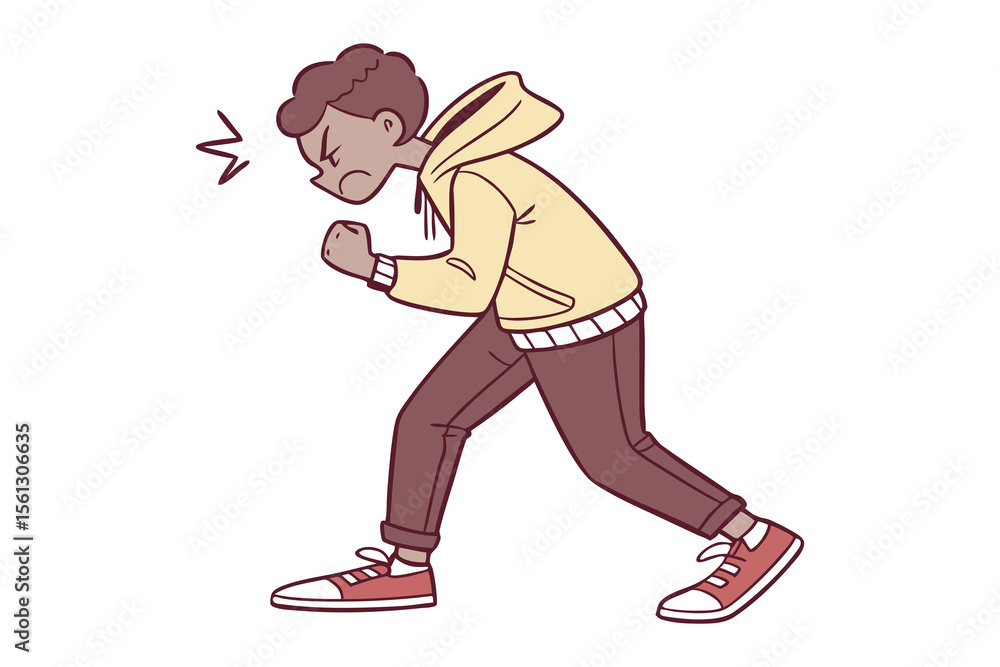 Obraz premium Anger Expression: Illustration of an irate individual clenching fists, embodying the raw emotion of frustration, rage and fury.