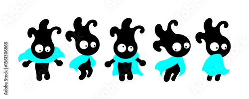 Cute Superhero Mascot Character Set in Vector Style. set of adorable cartoon mascot characters wearing blue superhero capes. Featuring fun and expressive poses.