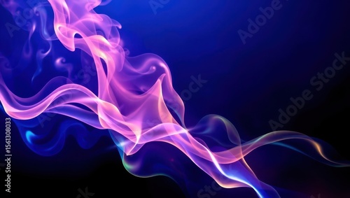 Abstract wallpaper with swirling colorful smoke trails and light streaks on a dark gradient background. High contrast, glowing effects, perfect for digital design and creative backdrops