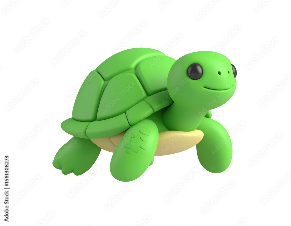 Fototapeta premium Cute Green Turtle 3D Render
