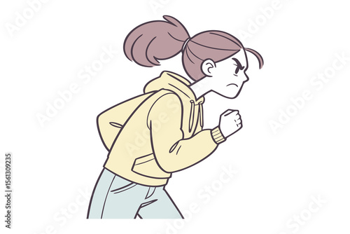 Determination in Focus: A determined individual strides forward with purpose, embodying the essence of resilience and ambition. Depicting an illustration.