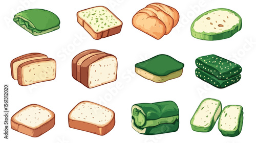 Green Bread Draw Vector Illustration