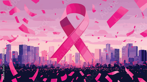 Breast Cancer Awareness Pink Ribbon Flat