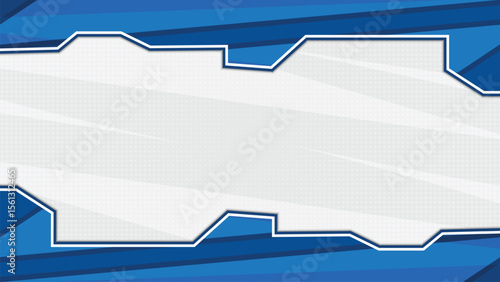 Abstract Futuristic Blue Geometric Border with White Copy Space