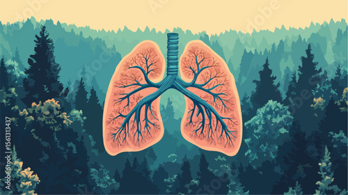 Forest Lungs: Breathe Fresh Air in Flat Vector Illustration