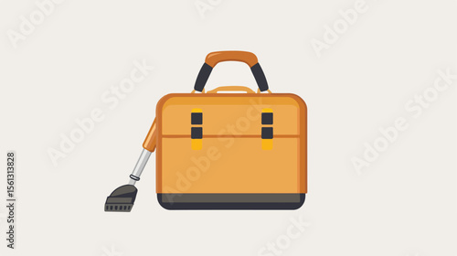 Professional Briefcase Cleaning with Vacuum Character Vector Image