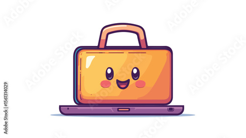 Professional Briefcase with Laptop Mascot Cartoon Vector