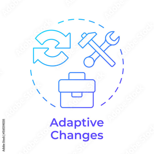 Adaptive changes blue gradient concept icon. Small, incremental adjustments. Type of organizational transformation. Round shape line illustration. Abstract idea. Graphic design. Easy to use
