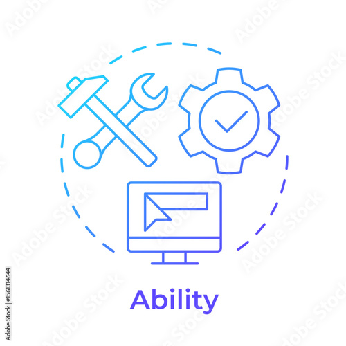 Ability blue gradient concept icon. Turning knowledge into action. ADKAR model. Corporate innovative solutions integration. Round shape line illustration. Abstract idea. Graphic design. Easy to use