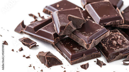 A pile of chocolate bars with some of them broken
