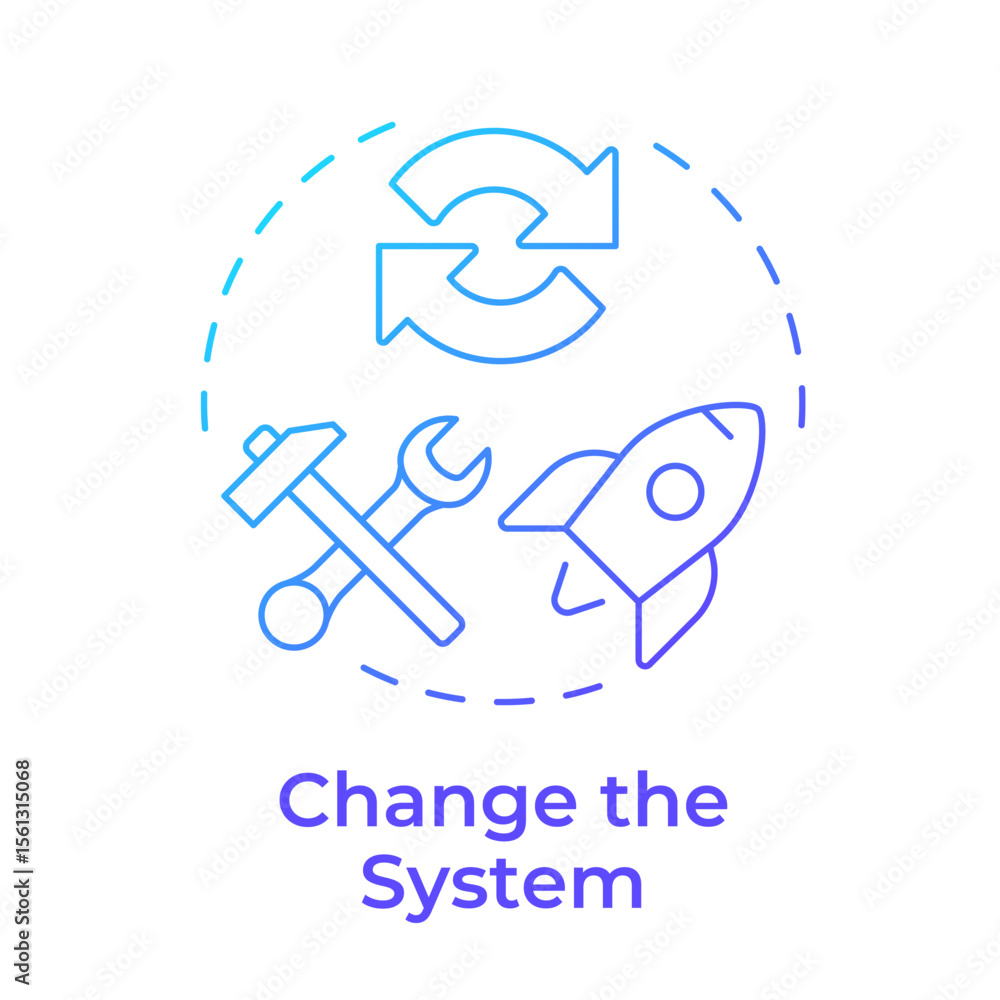 Change system blue gradient concept icon. Active transitional stage. Lewin change management model. Business development. Round shape line illustration. Abstract idea. Graphic design. Easy to use Change system blue gradient concept icon. Active transitional stage. Lewin change management model. Business development. Round shape line illustration. Abstract idea. Graphic design. Easy to use