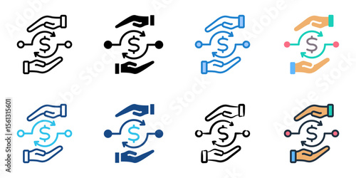 Financial controls icon set multiple style collection 
