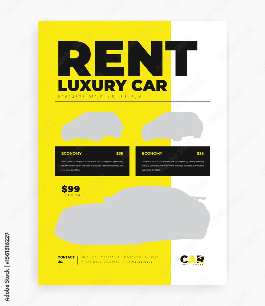 Obraz premium Rent a car flyer template, car rental service marketing flyer design