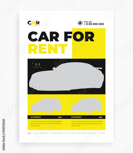Rent a car flyer template, car rental service marketing flyer design