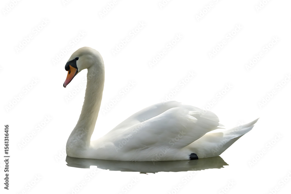 Obraz premium mute swan cygnus olor isolated on white background PNG ,ai generated