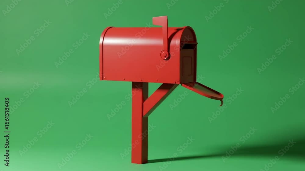 Bright red mailbox on green background with vibrant colors Bright red mailbox on green background with vibrant colors