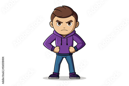 Aggravated Youth: A determined youth, radiating an air of tension and angst, stands poised in a studio, representing inner turmoil and challenging circumstances. 