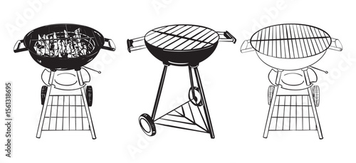 Black and White BBQ Grill Set