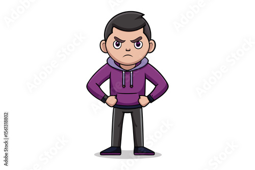 Anger and Frustration: An illustration of a person, with a stern and angry expression, embodies emotions of frustration and disapproval in a visual representation.