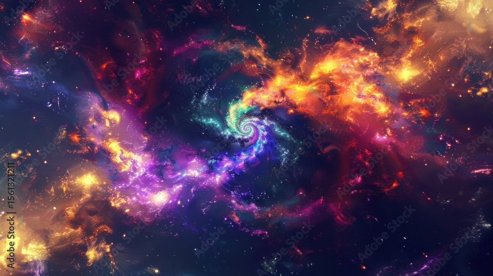 Fototapeta premium Colorful fractal design resembling a galaxy