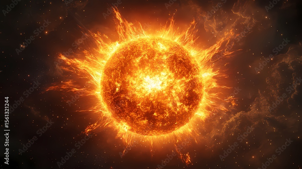 Fototapeta premium Fiery Sun A Cosmic Blaze in Deep Space 