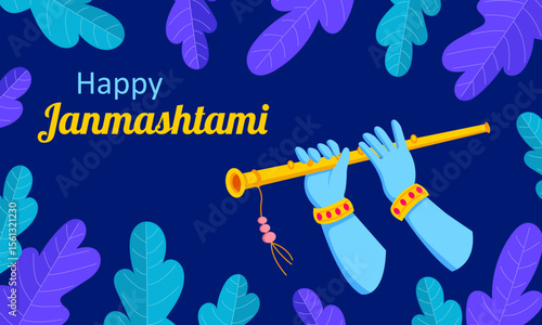 Colorful Krishna Janmashtami festival banner design