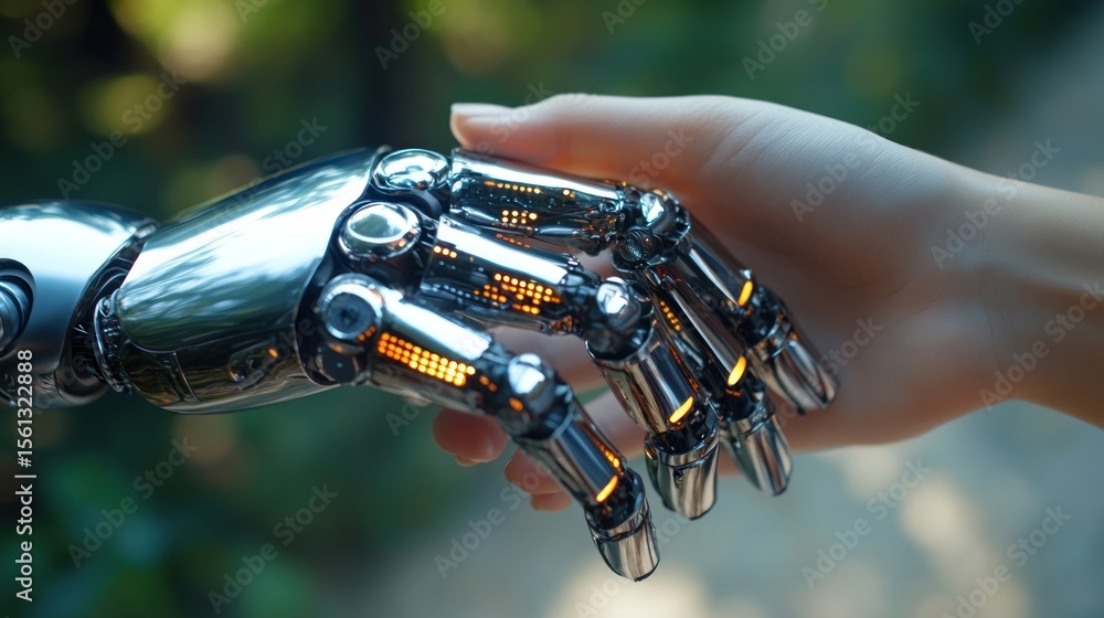 the handshake of the future symbolizes technological progress and harmony between humans and artificial intelligence creating a strong image of cooperation and development representing innovation the handshake of the future symbolizes technological progress and harmony between humans and artificial intelligence creating a strong image of cooperation and development representing innovation