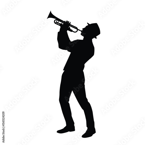 Silhouette of a Jazz Musician Playing Trumpet