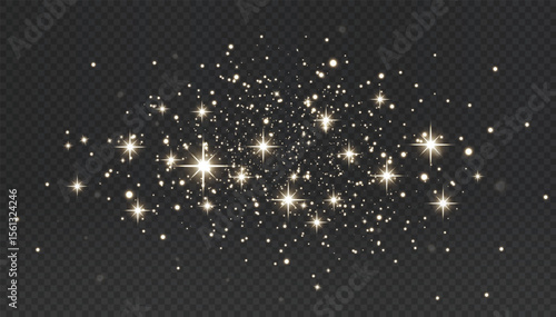 Stardust, vector sparkles, glitter, celebration, confetti golden shimmer bursts over a dark festive background, blending light, magic, and holiday glamour in a vintage sparkle effect.