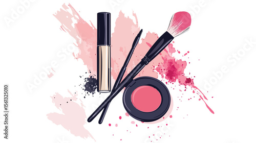 Professional Makeup Brush Hand Drawn Element Vector Illustration