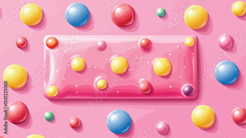 Colorful Bubble Gum Candy Bar Flat Vector Illustration