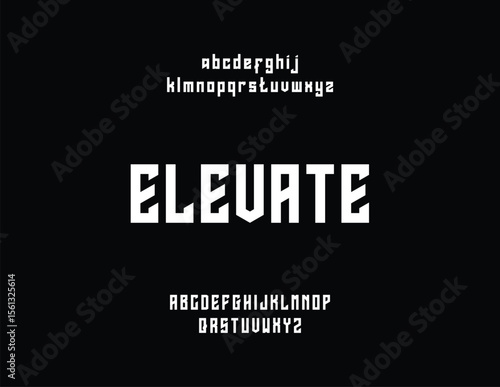 Modern, bold font display with uppercase alphabet and the word "Elevate" in a geometric style.