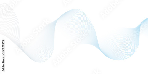 Dynamic minimal smoke sound blue line. Abstract glowing white slow speed stripe sound blend line smooth flow soundwave curve energy gradient vector futuristic digital outline line science design.	
