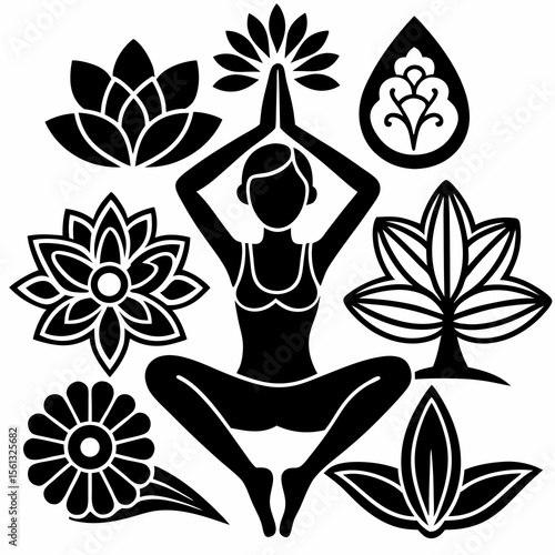 yoga silhouette vector  shilhoutte on white background