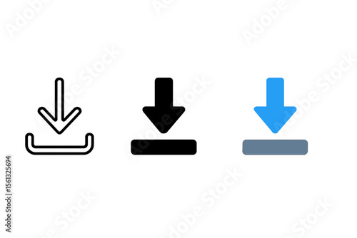 Simple download icon set vector illustration for digital interfaces and ui design