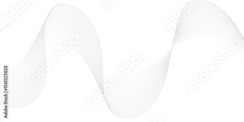 Dynamic minimal sound gray line. Abstract glowing white slow speed stripe sound blend line smooth flow soundwave curve energy gradient vector futuristic digital outline line science design.	