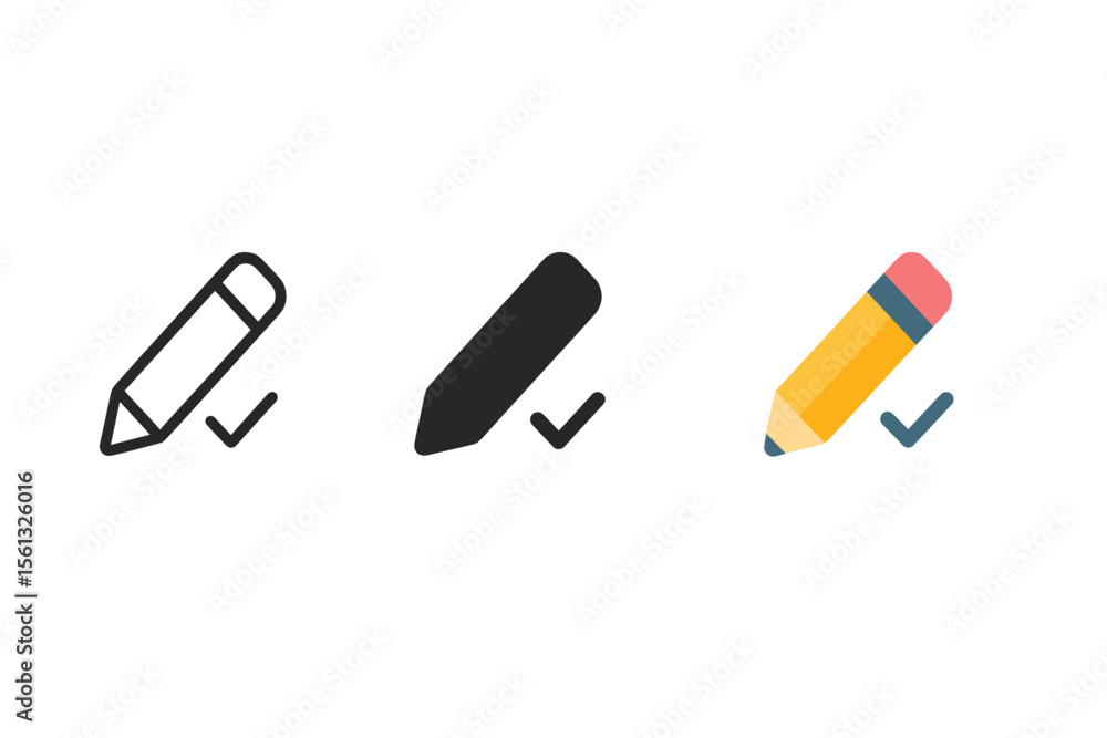 Simple pencil icon trio vector illustration for design projects Simple pencil icon trio vector illustration for design projects