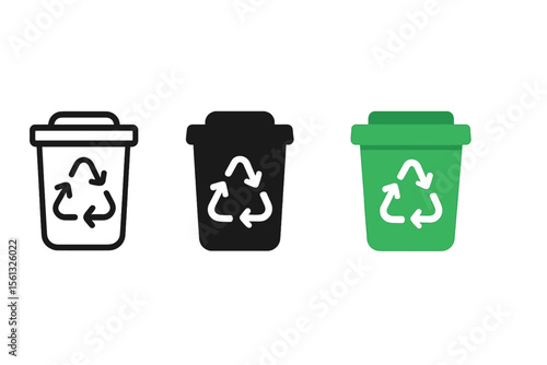 Eco-friendly recycle bin icons vector illustration set for environmental design