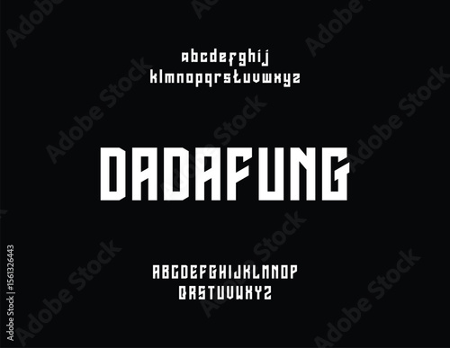 "Dadafung" font display with uppercase and lowercase letters against a dark background.