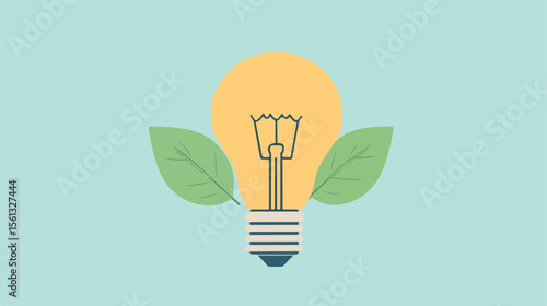 Sustainable and Renewable Energy Concept with Bulb and Leaf