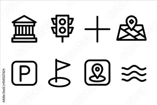 Simple location and map icons vector illustration for design projects
