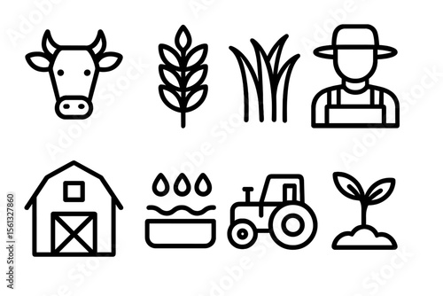 Agriculture icon grid vector illustration for design in simple style