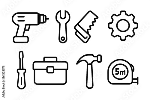 Simple tools and equipment icons vector illustration for design and print