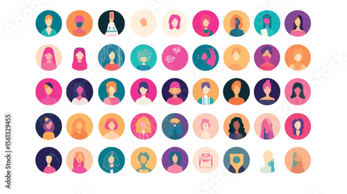 Bundle of Feminism Flat Style Icons - Creative and Empowering Vector Illustrations